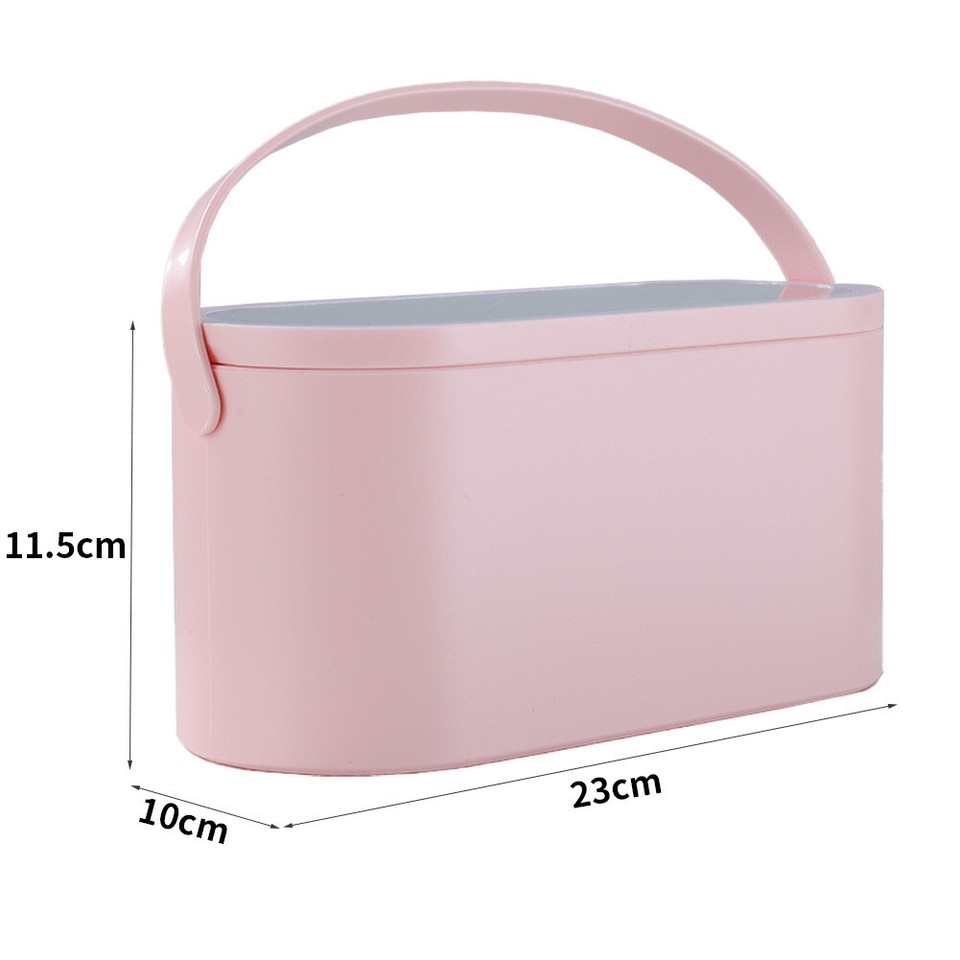 Makeup Travel Vanity Case Removable LED Lights Mirror Portable Storage