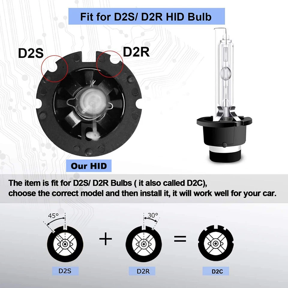 2X D2S 35W 6000K 8K 10K HID Xenon Replacement Low/High Beam Headlight Lamp Bulbs - Image 2 of 4