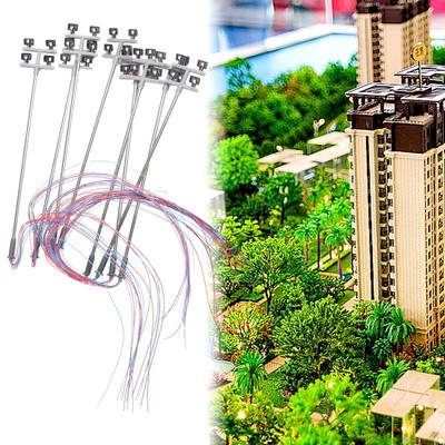 8Pcs Model Railway 1:87 HO OO Scale Plaza Lamps LED Street Light Stadium Lights