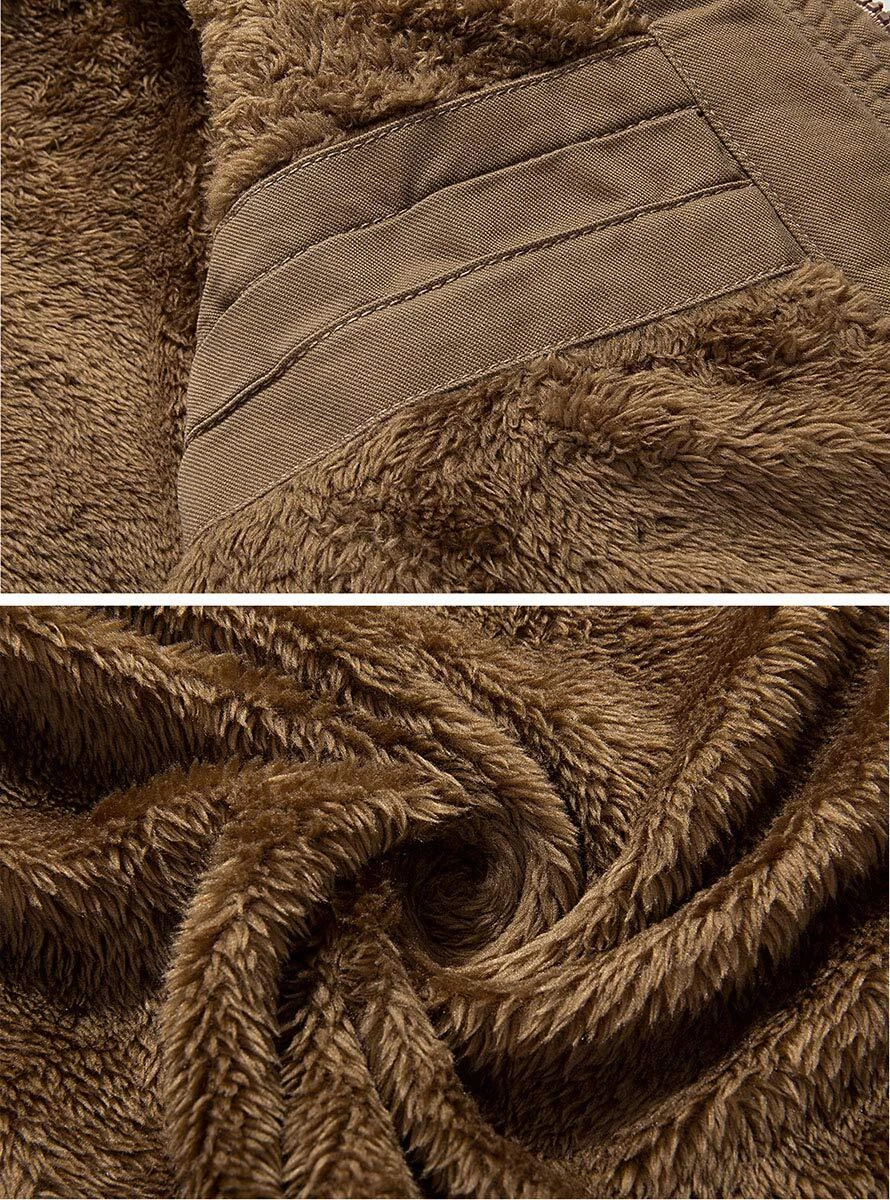 TACVASEN Men's Winter Bomber Jacket Fleece Cotton Thicken Casual Work Cargo Coat - product detail image 7