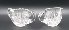 Cut glass creamer and sugar  