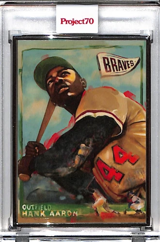 2021 TOPPS PROJECT 70 #715 HANK AARON by ANDREW THIELE P70 AP SILVER FRAME 51/51
