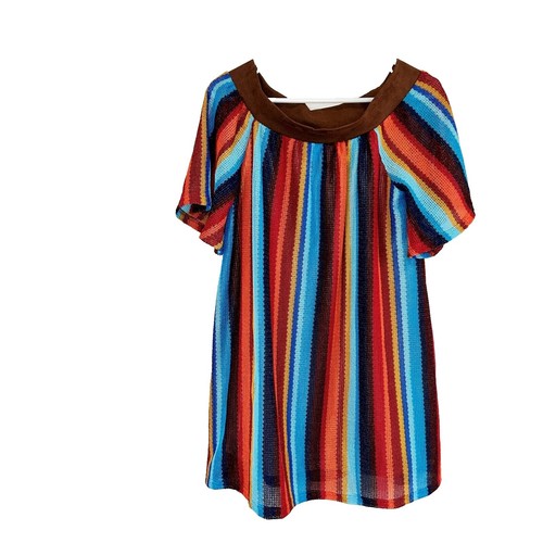 Robe Une épaule Judith March Taille S - Motif Fleur Brodé, Couleur Marron/bleu, Occasion Très Bon état