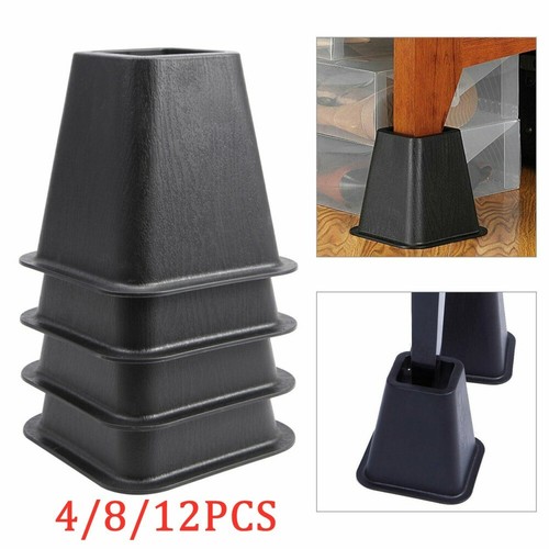 4/8/12x Heavy Duty Bed Chair Risers Feet Leg Lift Furniture Extra