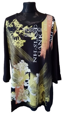 CREATION L, Shirt, schwarz, Gr. 50, 3/4 Arm, Jersey, geringe Tragespuren