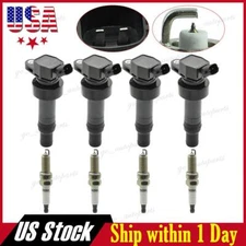 4x Ignition Coil + Iridium Spark Plug For 12-19 Hyundai Accent Kia Soul Rio 1.6L