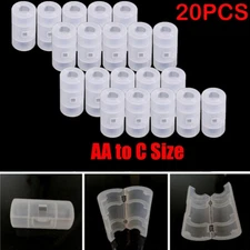 20pc Box Batteries Adapter Switcher Adaptor Case  Battery Converter AA to C Size