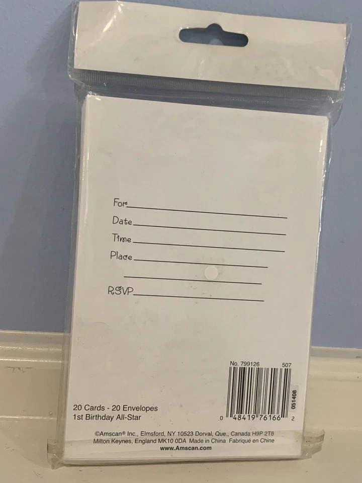 1st Birthday All Star Birthday Party Invitations Envelopes & 50 UNIQUE plates - Image 3 of 4