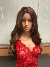 Women Lady Golden Brown Gold Blonde Ombre Long Wavy Curly Wig Synthetic Hair