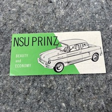 OEM 1958 NSU Prinz Auto Brochure, W. Germany, US Edition Vintage