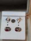 NATURAL GEM TESTED HEATED BLOOD RED RUBY 3.30 CT 925 S. 14K WHITE GOLD EARRINGS — photo 2