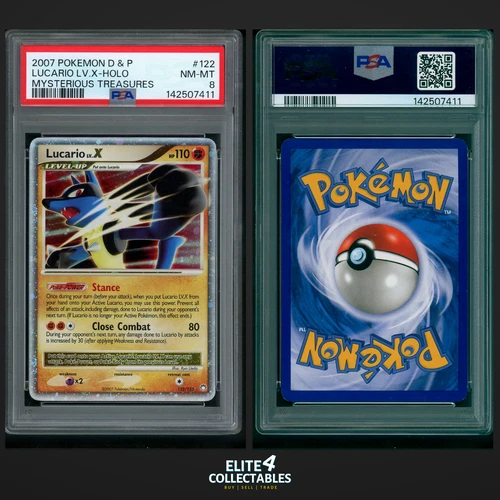 Lucario LV.X 122/123 Holo - PSA 8 (Mysterious Treasures)