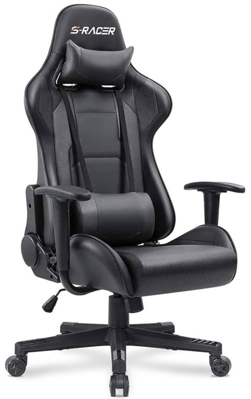 Homall S-Racer Carbon Fiber Style Gaming Chair Black PU Leather Adjustable Seat