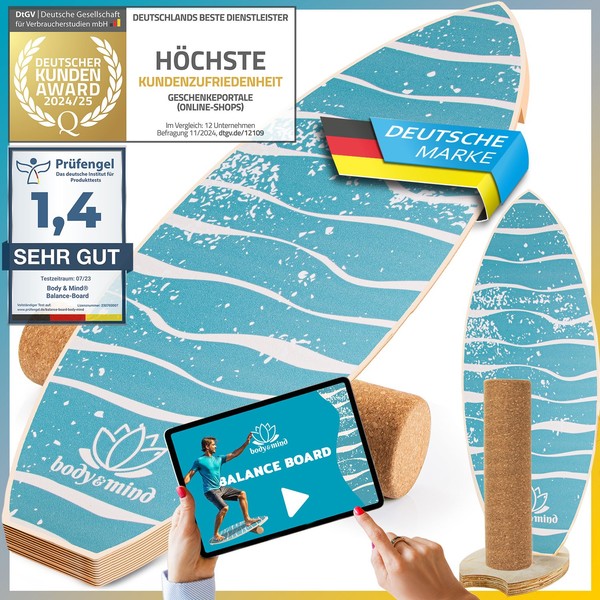 Balance Board Wackelbrett Surfboard Surfbrett Surftrainer Fitness Yoga Core Holz-image
