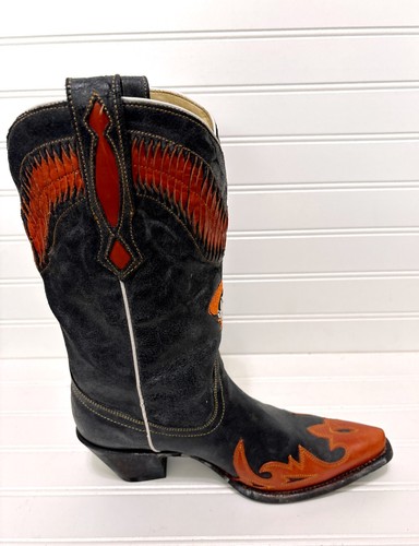 Bottes de cowboy noires CORRAL Oklahoma State Cowboys OSU University pour femme taille 7 M - Photo 7/13