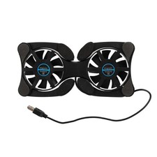 Black USB Laptop Cooler Pad 2 Powerful Fans 28CFM Compact Foldable for Notebook