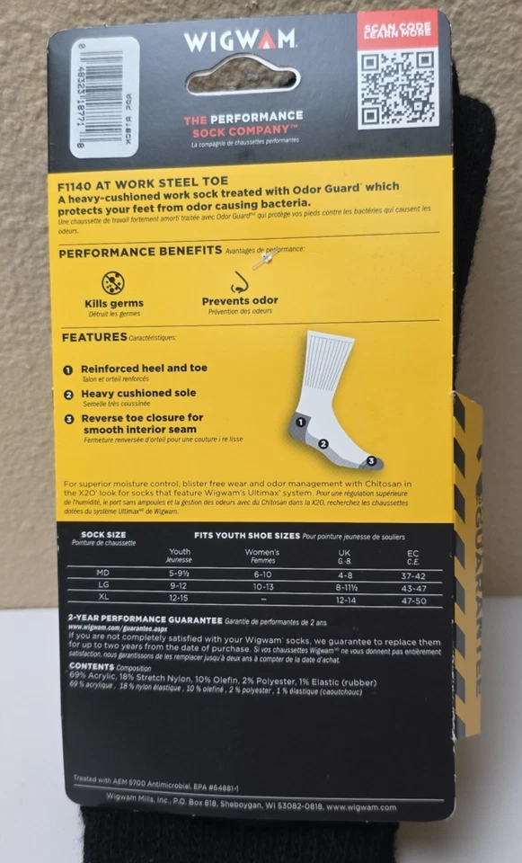 Wigwam WORK Puntera de Acero Pesado Acrílico Negro L Hombres 9-12 Mujeres 10-13 Foto 3 de 3