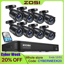 ZOSI H.265+ 5MP Lite DVR Security System 8CH DVR 1080P CCTV Camera Night Vision