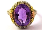 Vintage Amethyst Cocktail Ring in 14k Gold, 1920's, Vintage Jewelry