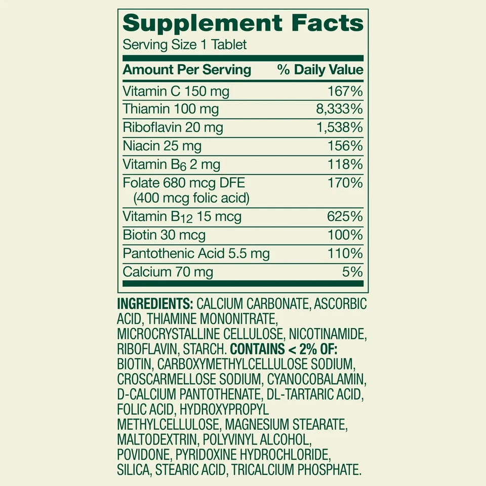 Comprimidos de complejo súper vitamina B Spring Valley suplemento valor tamaño 500 unidades Foto 2 de 4