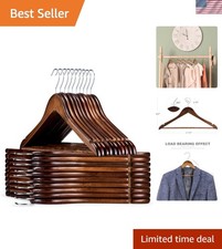 Wooden Hangers 30 Pack, Solid Wood Coat Hanger Heavy Duty, Smooth Finish Bulk...