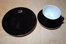 Dibbern Solid Color Gedeck: Teller, Tasse u. Untertasse, schwarz - wie neu