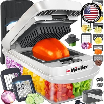 Complete Kitchen Helper: Mueller 8-Blade Chopper with Food Container Included