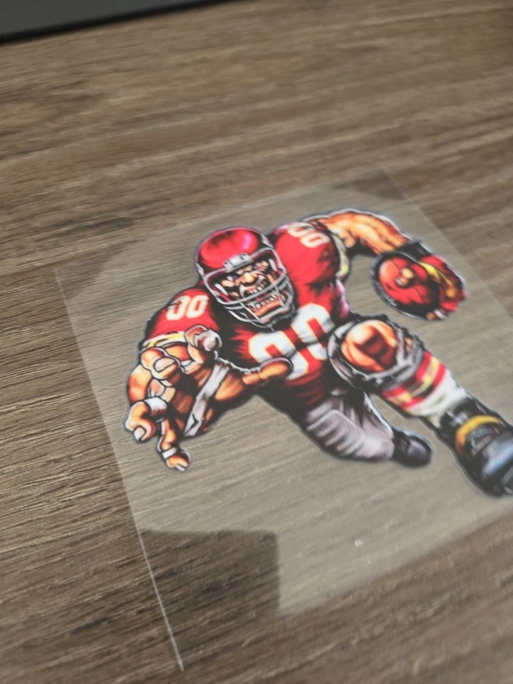 Kansas Running Football Player Raised UV DTF Decal 4in X 4in Color - Image 2 of 4