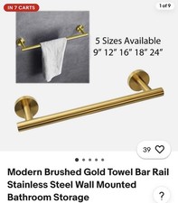 Modern Brushed Gold Stainless Steel Wall Mounted Towel Rail for Bathroom