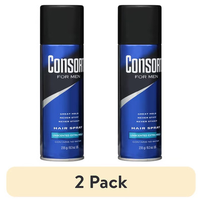 (2 pack) Consort Unscented Extra Hold Hair Spray for Men, 8.3 oz.Shine Enhancing