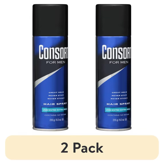(2 pack) Consort Unscented Extra Hold Hair Spray for Men, 8.3 oz.Shine Enhancing