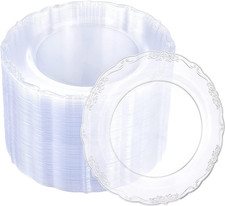 60 Pieces Clear Plastic Plates - 7.5 Inch Clear Disposable Plates - Plastic Appe
