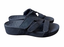 Vionic Blue Rhinestone Sandals Size 8 Adjustable Straps Comfort Casual Sequin