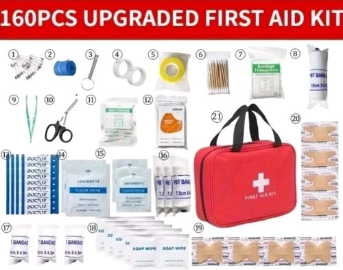 First Aid Kit Home Office Car Camping Hiking  - 160 Piece