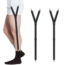 Black Shirt Stays for Men Shirt Garters with Non Slip Clips Sock Adjustable El