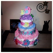 Bird Three Tier Diaper Cake--You Choose Color-- Baby Shower Or Birthday