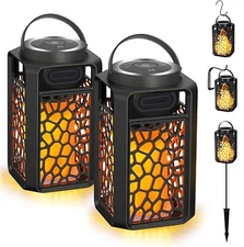 2Pack Waterproof Bluetooth Speakers with LED Flame Light TWS 10W Outdoor Lantern