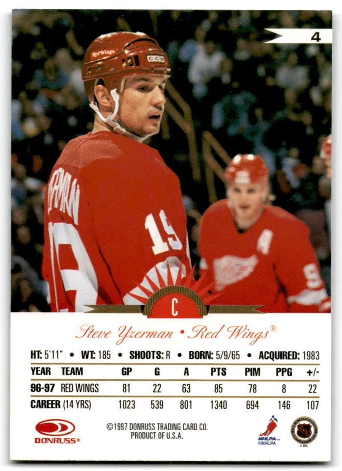 1997-98 Steve Yzerman Leaf International Stars - Detroit Red Wings - Image 2 of 2