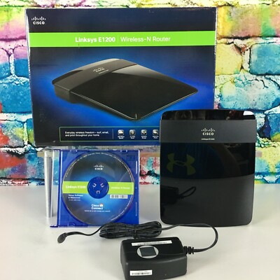 Cisco Linksys E1200 Wireless-N Router WiFi 4 Ethernet Ports TESTED Works Clean!
