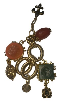 Robin Steele Inc chain with Intaglio Glass Discs and Golden Beads