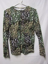 REBECCA MALONE top shirt blouse S 4 Bust 34 Length 22 black white multicolors