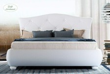 LETTO MATRIMONIALE AXEL CON RETE E CONTENITORE IN TESSUTO O ECOPELLE RING CURVO