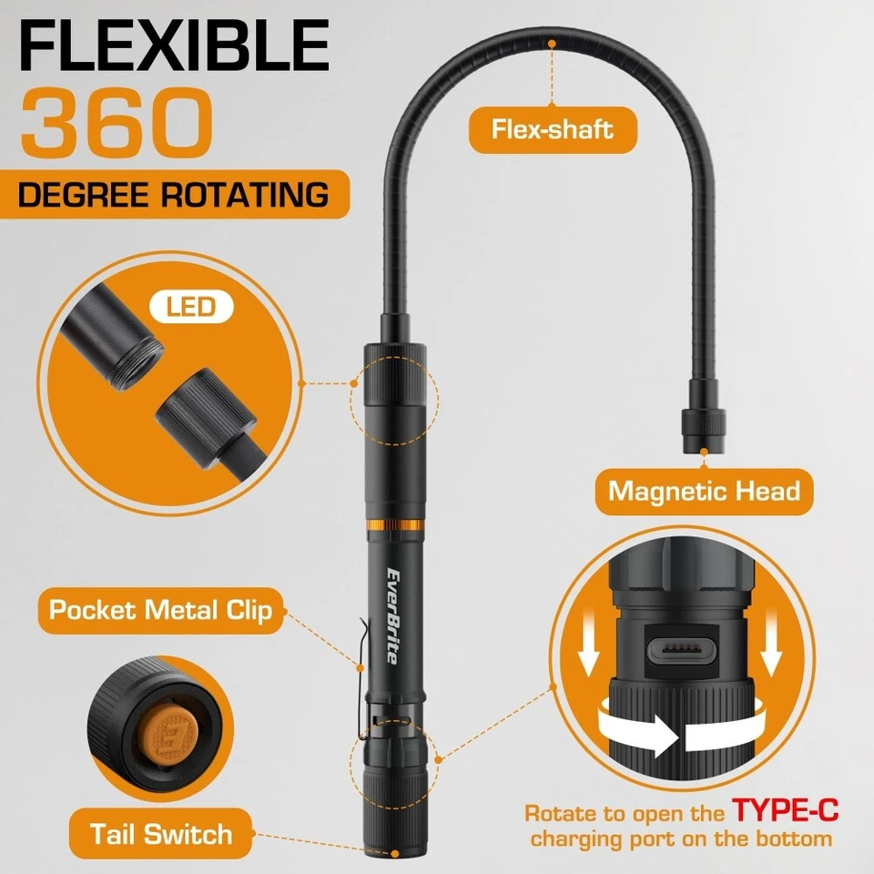 EverBrite Rechargeable LED Work Light Multi-Functional Flashlight w/3 Light Mode - Image 3 of 4