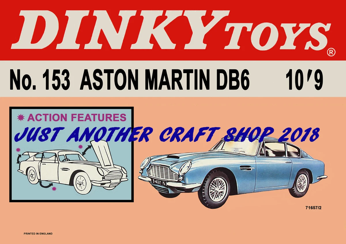 Superbe ASTON MARTIN DB6 Vert Métal Dinky Toys 153 Meccano Ltd Made in