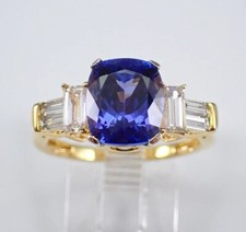 Solitaire Engagement Ring 2.24 Ct Cushion Simulated Sapphire 925 Silver