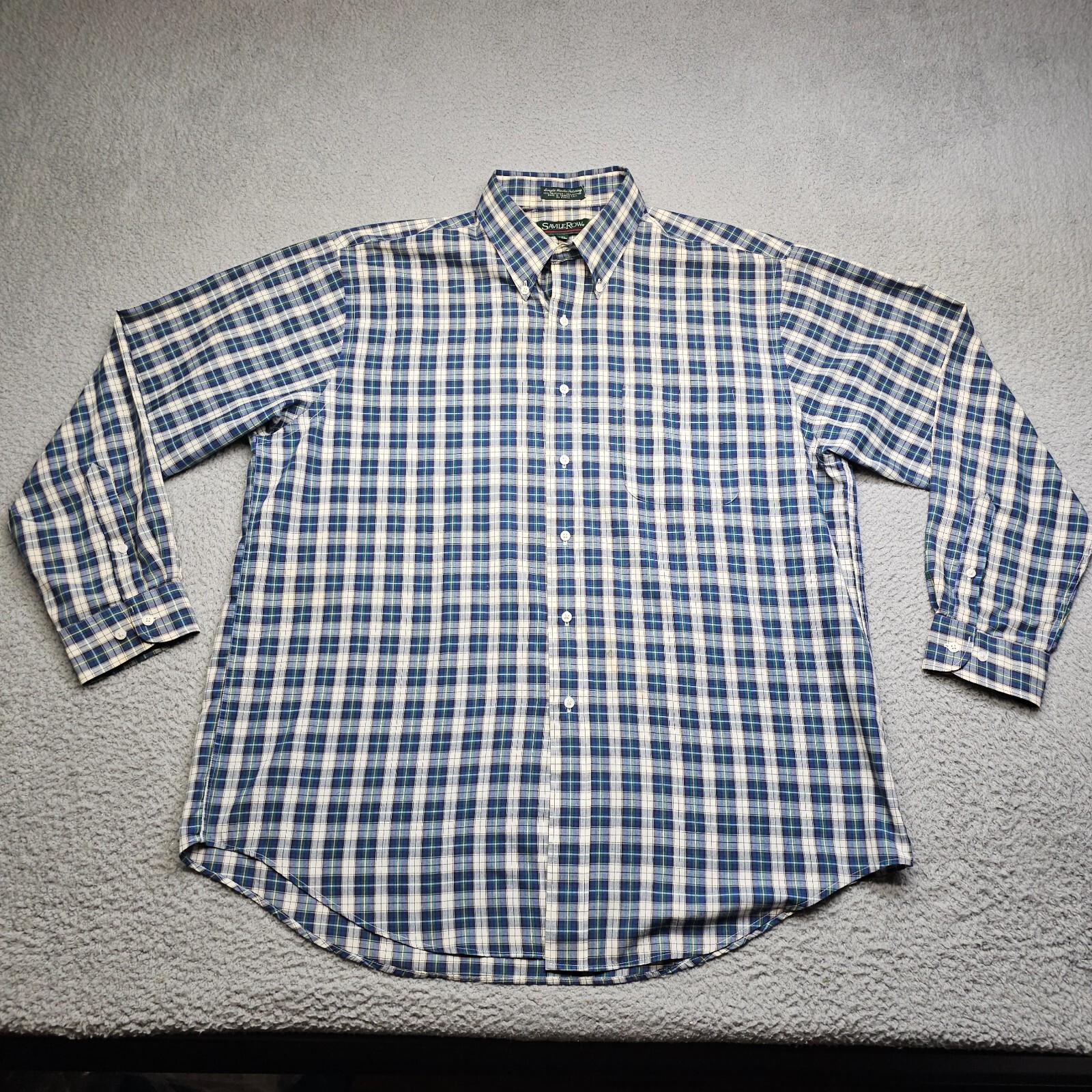 FILA Camicia da uomo blu Savile Row taglia 17 5 a maniche lunghe abbottonate casual