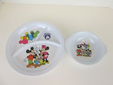 Vintage Disney World Melamine Plastic Plate  Bowl Dishes Mickey Mouse Balloons