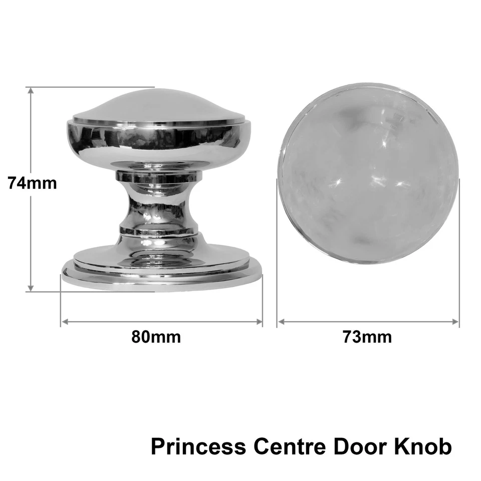Princess Centre Pull Door Knob Solid Brass Heavy Duty 73mm 2.8" Diameter Round - Image 2 of 4