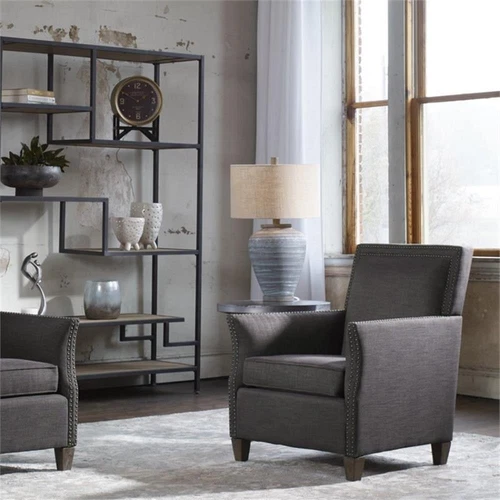 Uttermost Pelia Coastal Ceramic Fabric and Resin Table Lamp in Aqua Blue - Picture 9 of 11