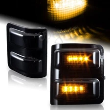 For 2008-2016 Ford Superduty Side Mirror Amber LED Running Signal Lights Smoke